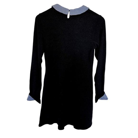 Navy Venus Dress with Striped Cuffs and Peter Pan Neckline Women's Size Medium - Picture 3 of 5